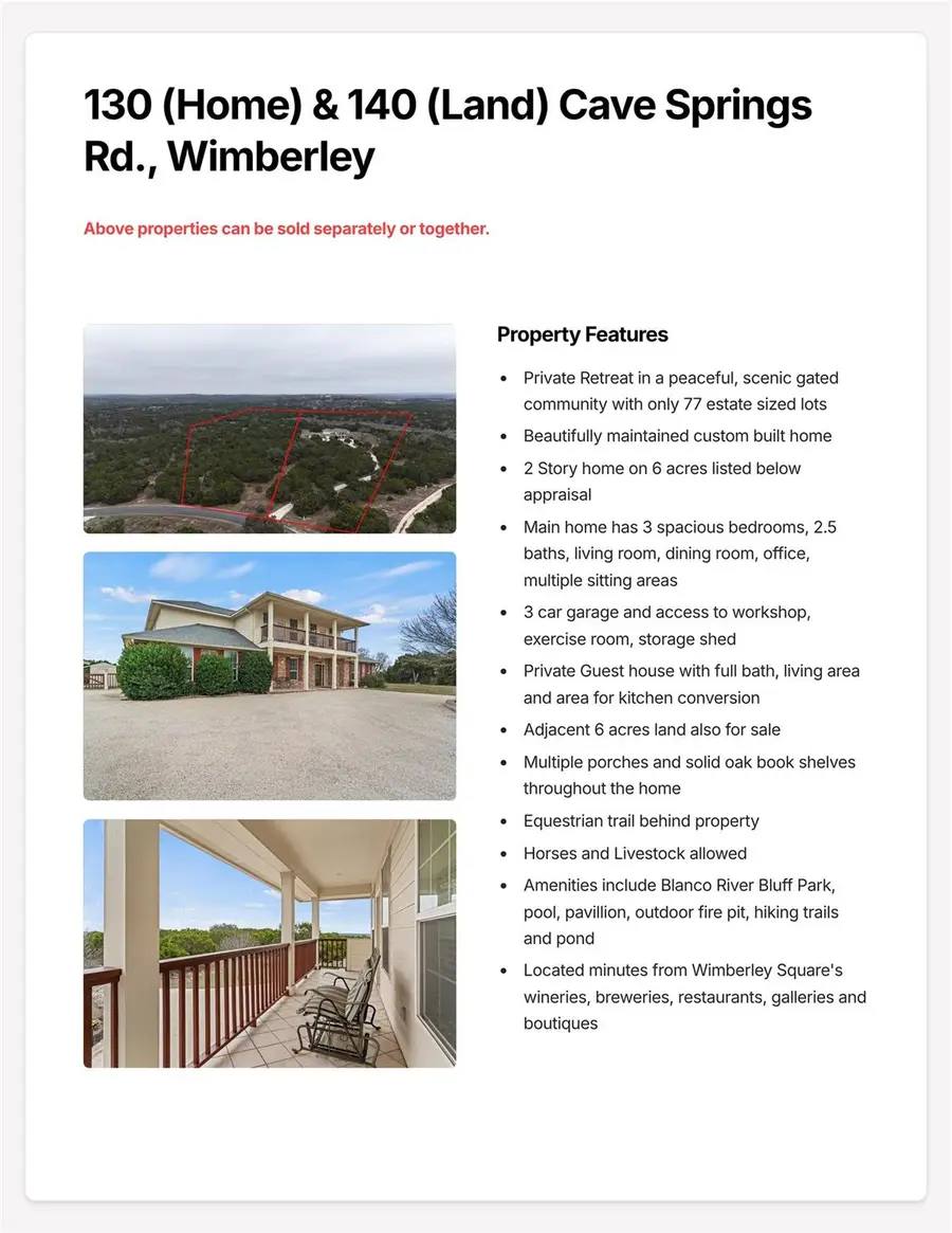 130 & 140 Cave Springs Rd, Wimberley, TX 78676 - Image #2