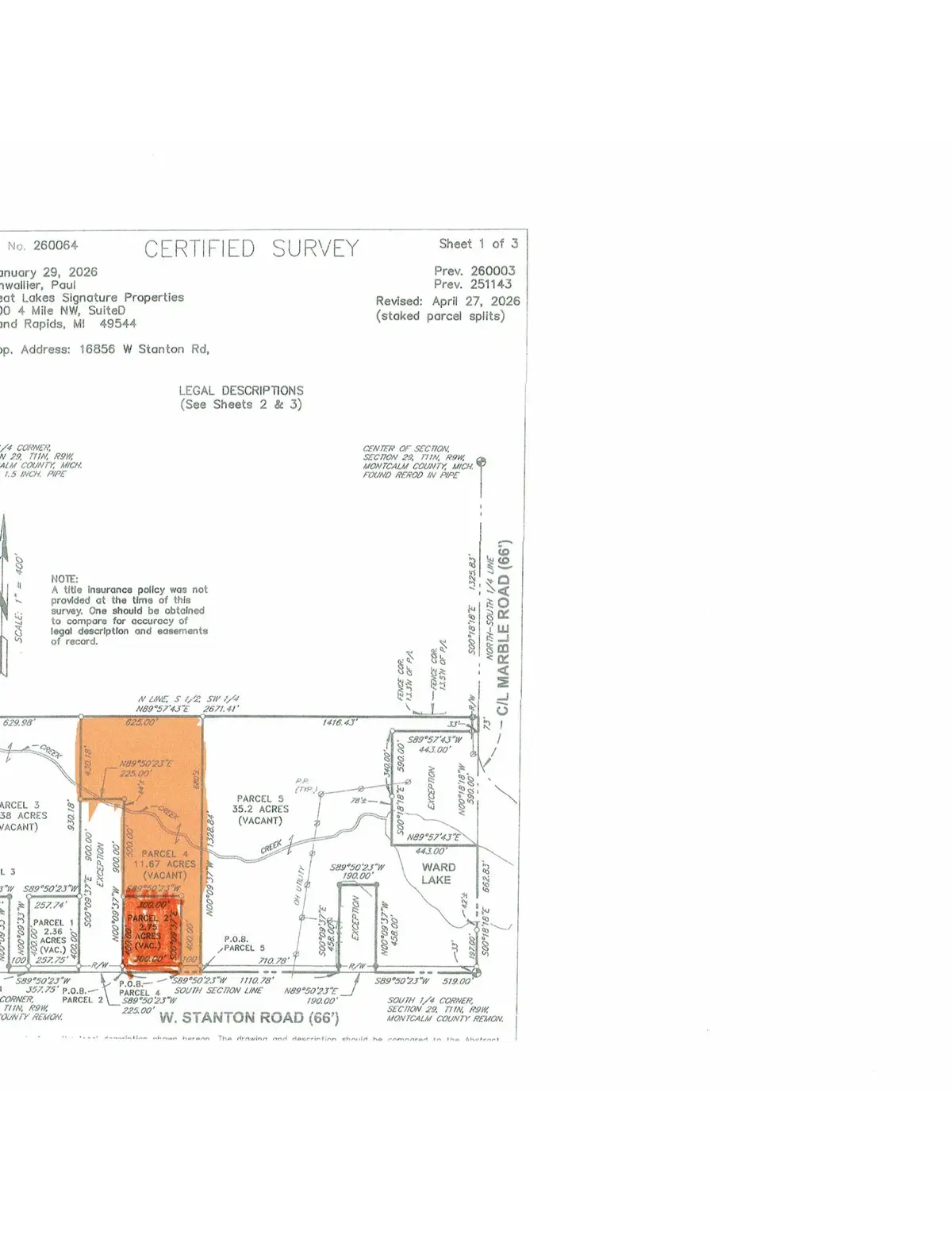 Parcel W Stanton Road #Parcel 2 & 4, Pierson, MI 49339 - #1