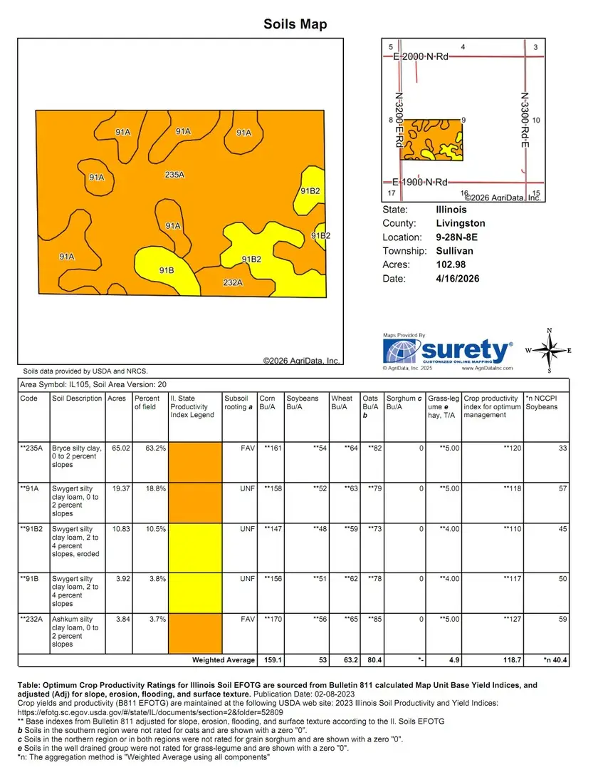 102 acres +/- E 1900 North Road, Cullom, IL 60929 - #2