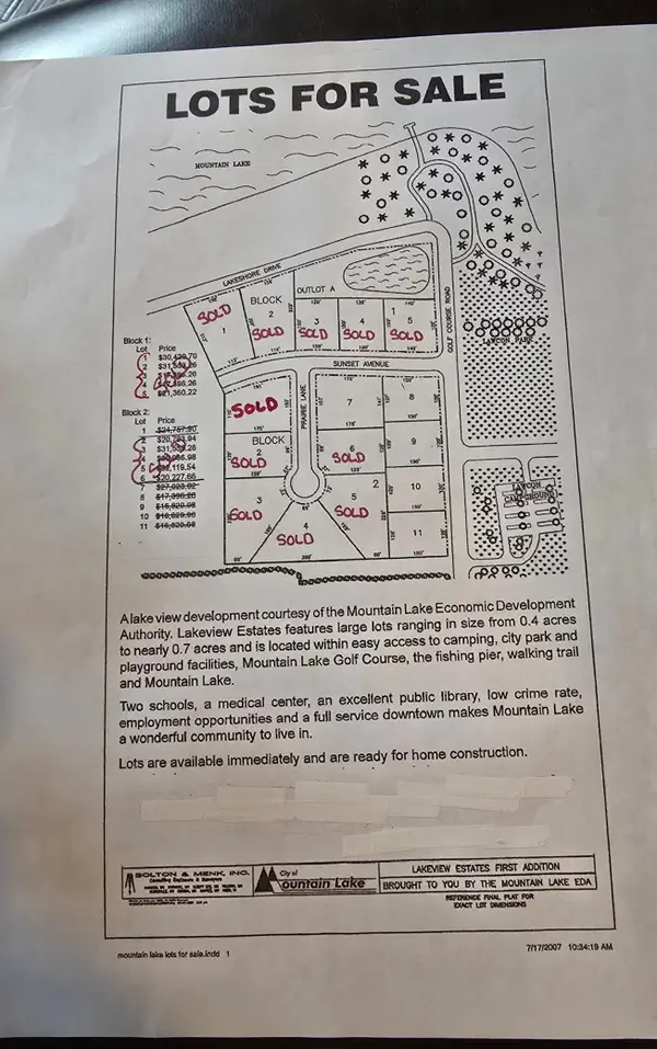 Blk 2 Lot 10 Sunset Avenue-prairie Lane, Mountain Lake, MN 56159