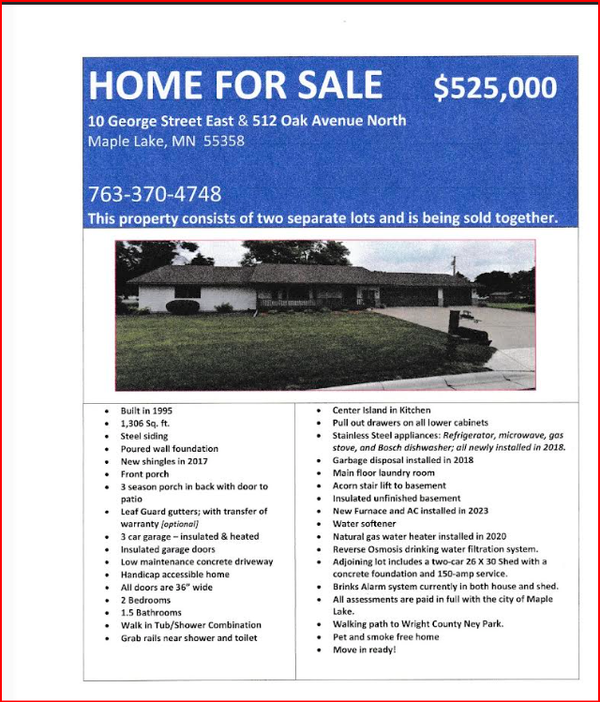 10 George Street E, Maple Lake, MN 55358