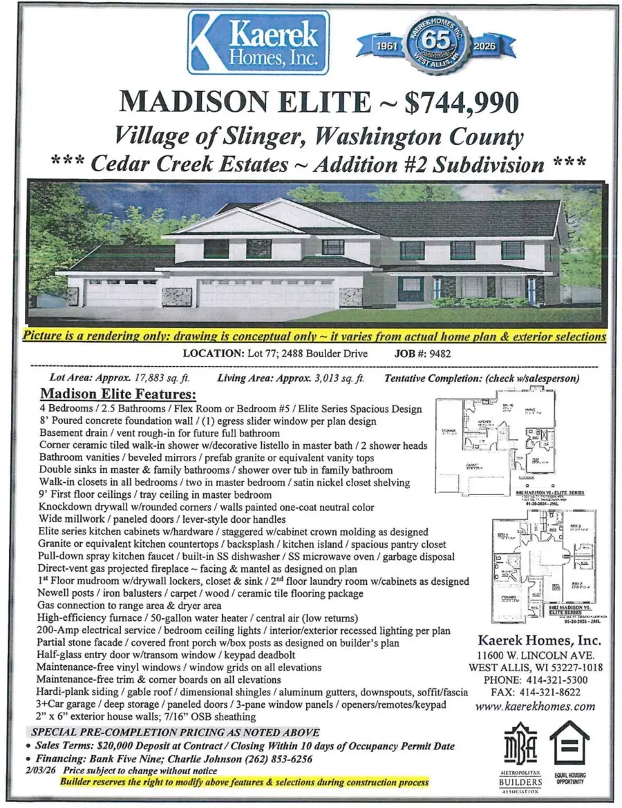 2488 Boulder Dr, Slinger, WI 53086 - #2